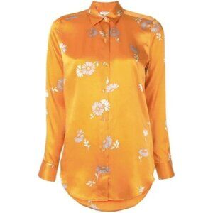 NWT Equipment Essential in Orangeraie Floral Satin Silk Button Down Shirt L $280
